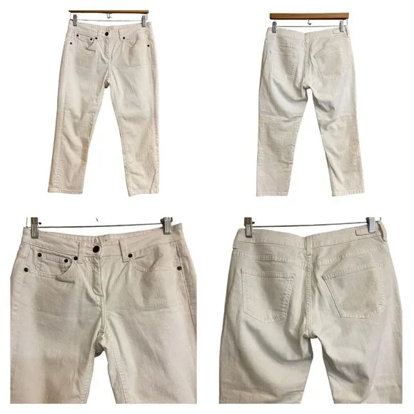 Boden Women Cropped White Jean 6P Solid Summer Denim Luxe Stretch Casual Preppy - Picture 12 of 13